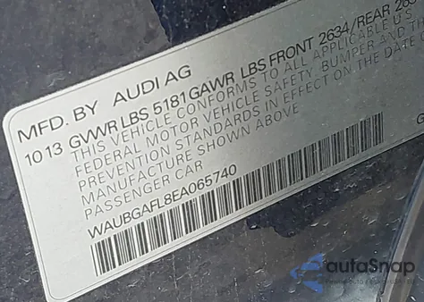 2014 Audi S4 3.0T Premium Plus from USA, damaged, VIN WAUBGAFL8EA065740